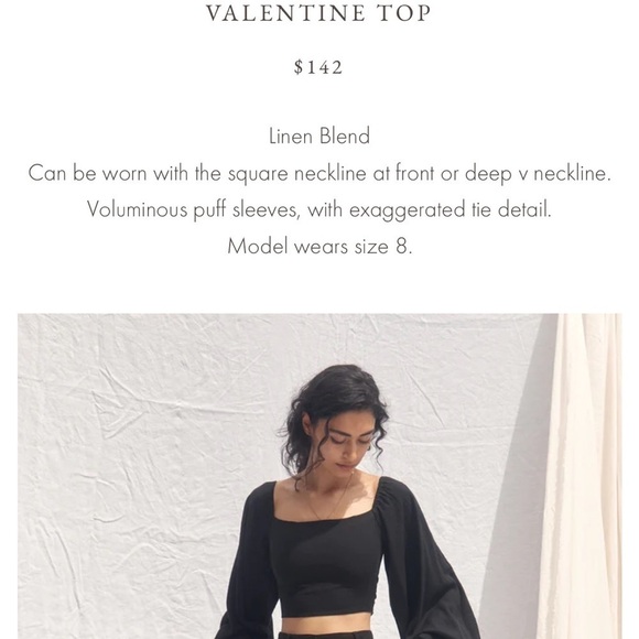 ALL THAT REMAINS valentine top black linen size 10 Med balloon sleeve tie front - Picture 3 of 15